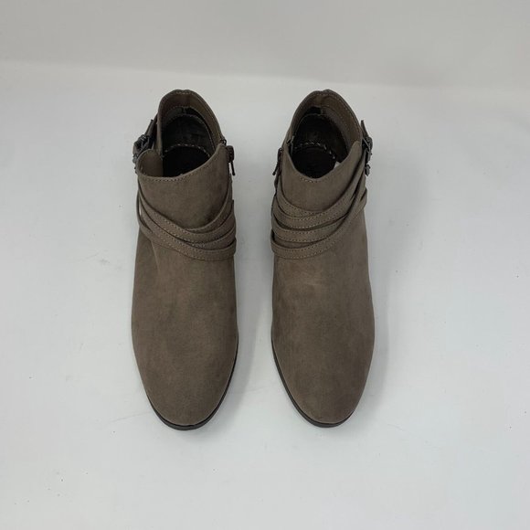 Style & Co Willoww 10008424200 Ankle Bootie Women 10 Taupe Side Zip Buckle S0546 - Picture 3 of 10